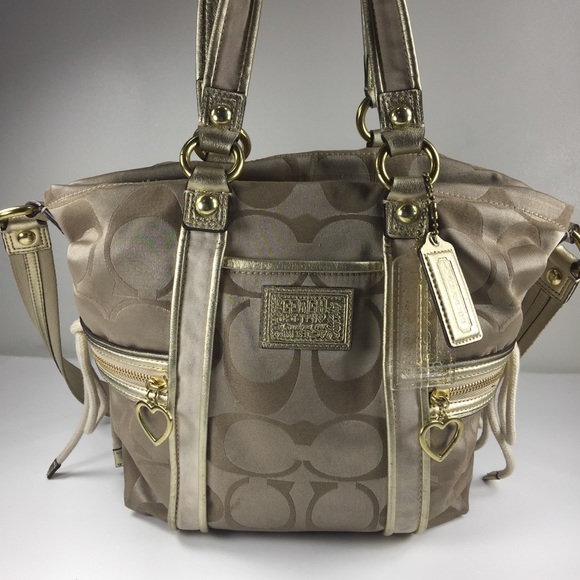 Coach Handbags - Coach F20101 Signature Pocket Tote Khaki & Gold